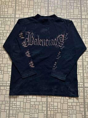 Balenciaga Heavy Metal Black Long Sleeve Graphic Tee